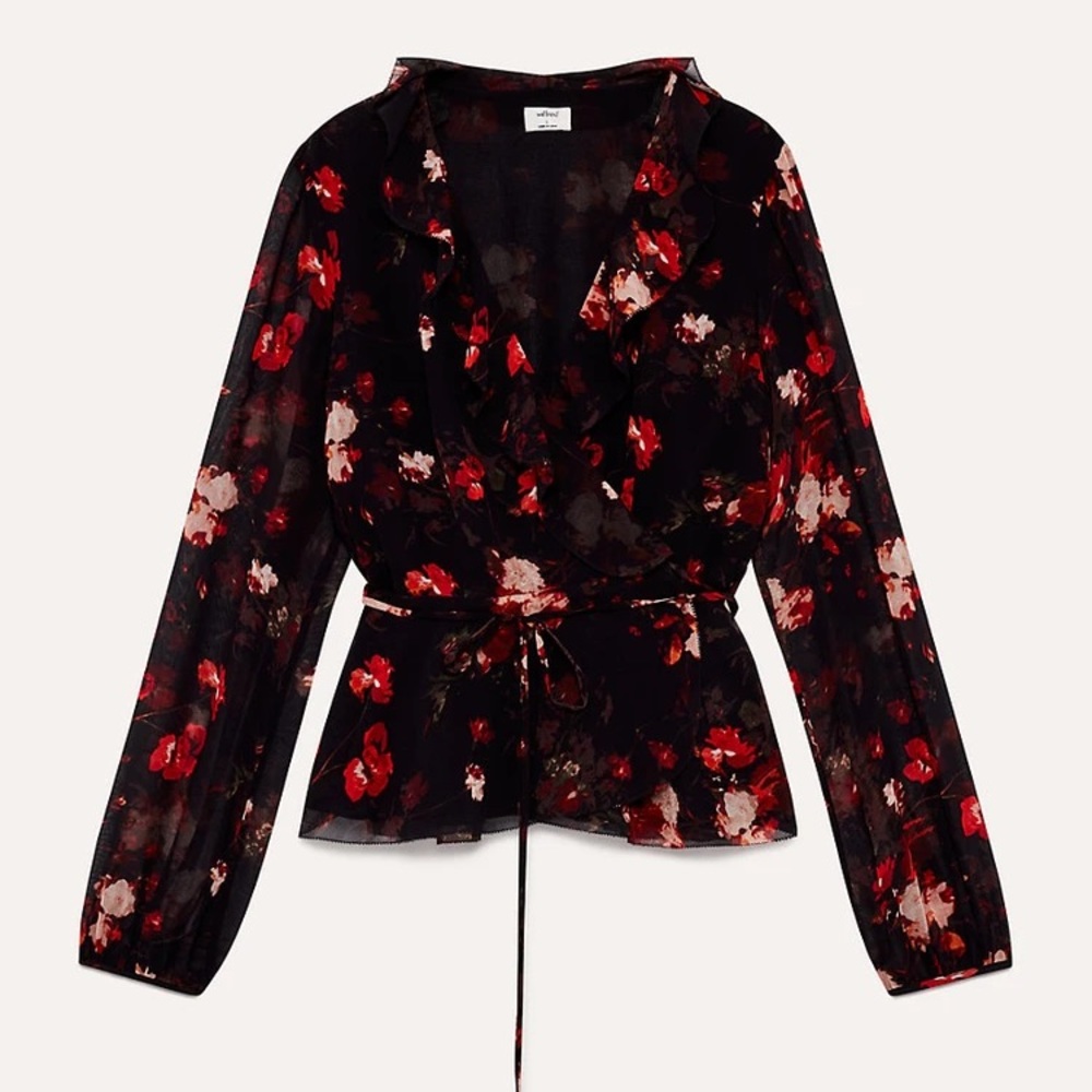 Wilfred red floral Nadine wrap blouse